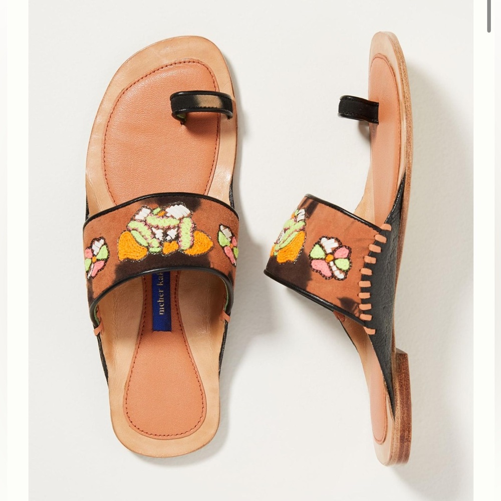 Meher Kakalia Embroidered Toe-Loop Sandals